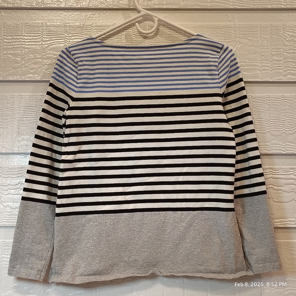 Talbots Randall Long Sleeve Striped Blue Top Women Petite Small 100% Cotton - Picture 7 of 7